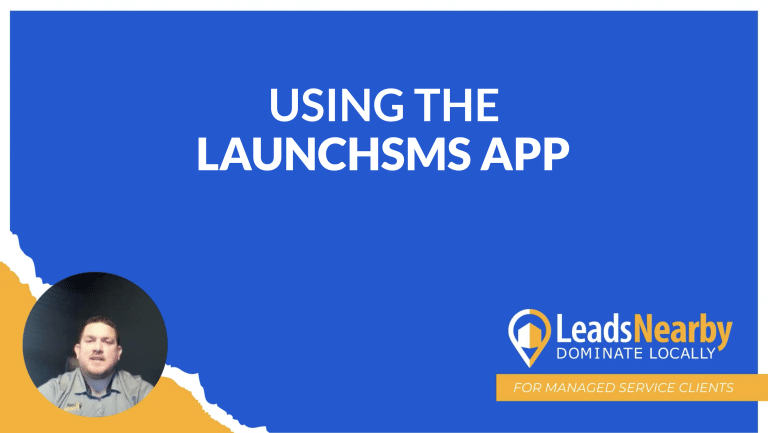 A decorative title card saying that this content is about the LaunchSMS app.