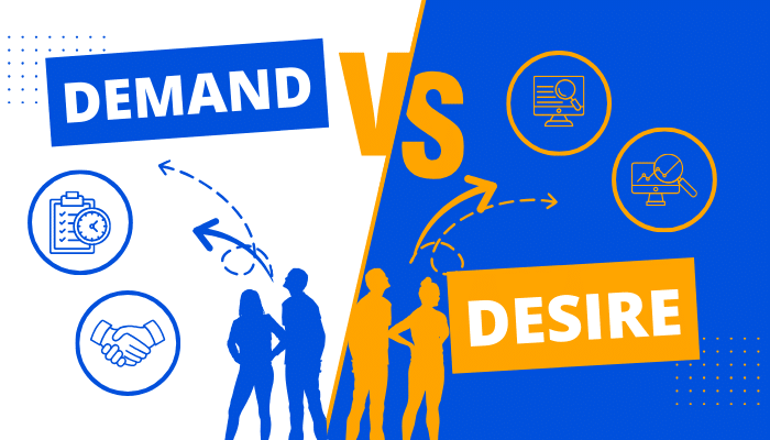 Decorative image to highlight the difference between demand and desire in marketing.