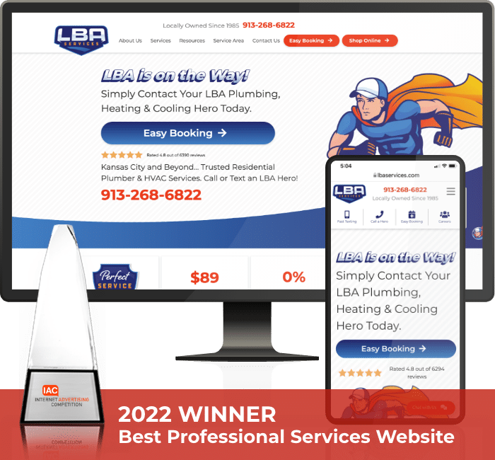 LeadsNearby Awarded Best Professional Services Website - LBA Services