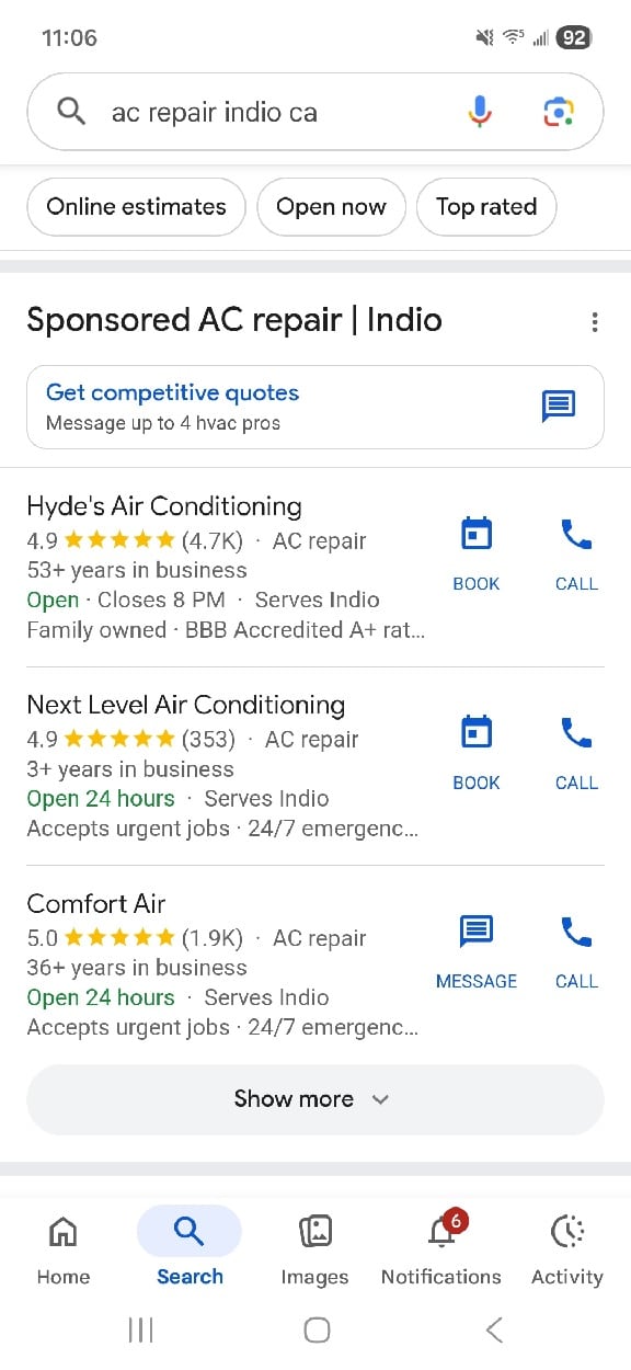 Mobile Search Result Ac Repair Near Me