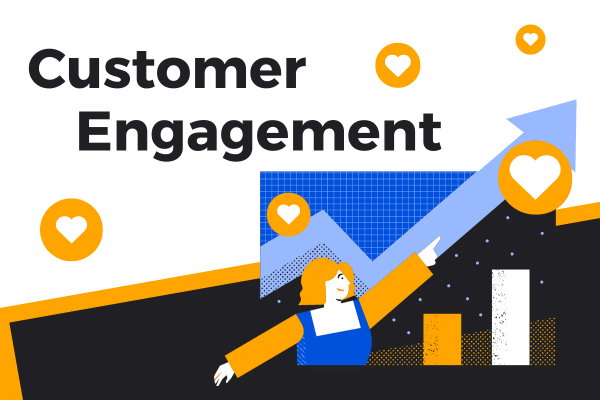 Customer Engagement graphic. It's an illustration of a person pointing at an arrow showing growth you can get from segmented campaigns.